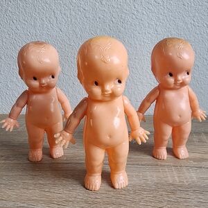 3 Pc VINTAGE IRWIN KEWPIE Celluloid Baby Dolls Movable Arms